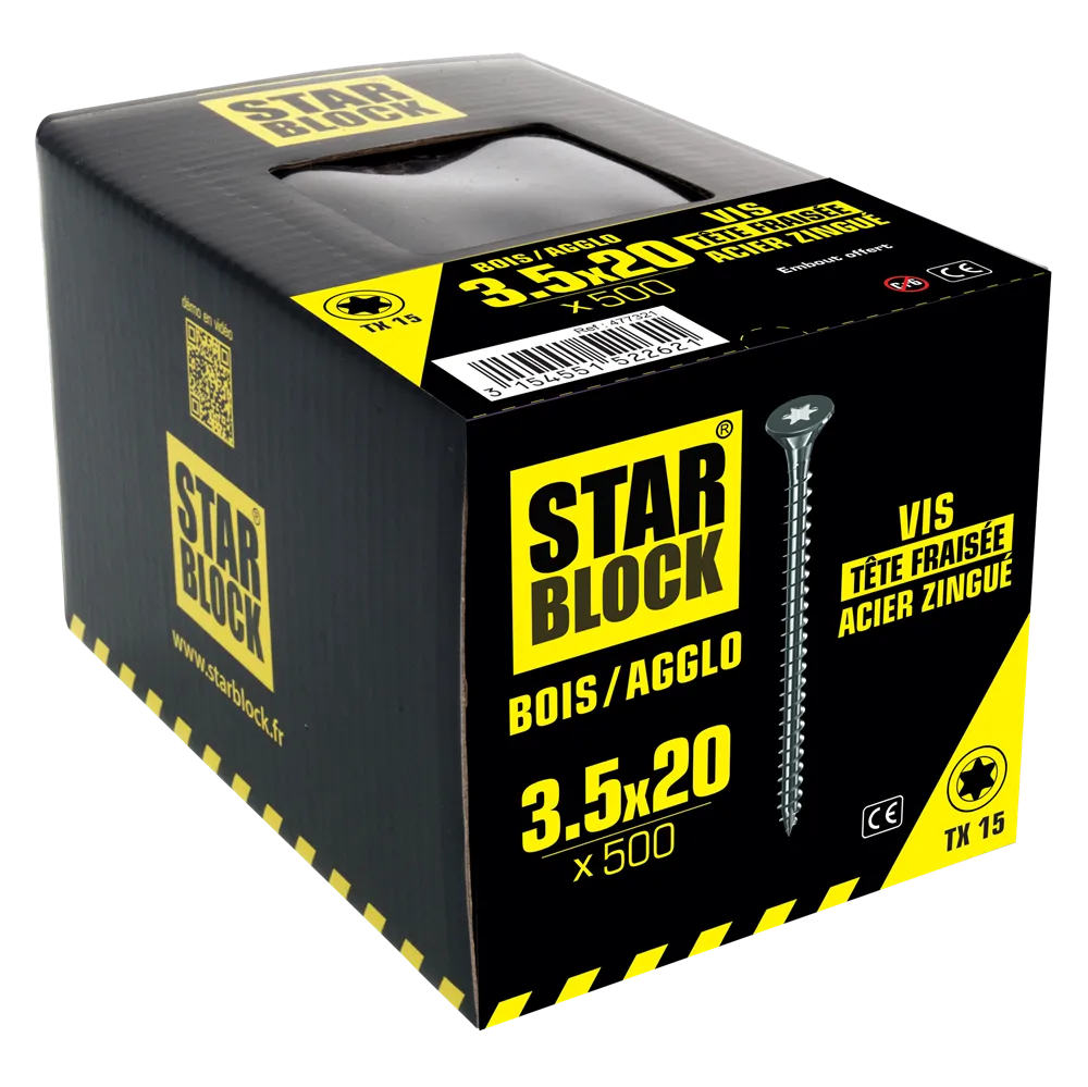 Starblock hout/spaanplaat TX 3,5*20mm 500st