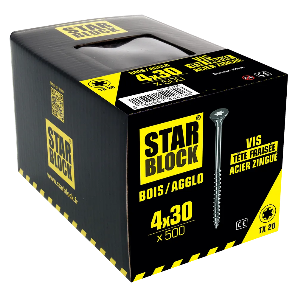 Starblock hout/spaanplaat TX 4*30mm 500st