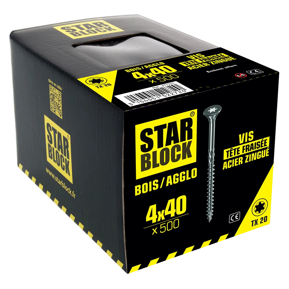 Starblock hout/spaanplaat TX 4*40mm 500st