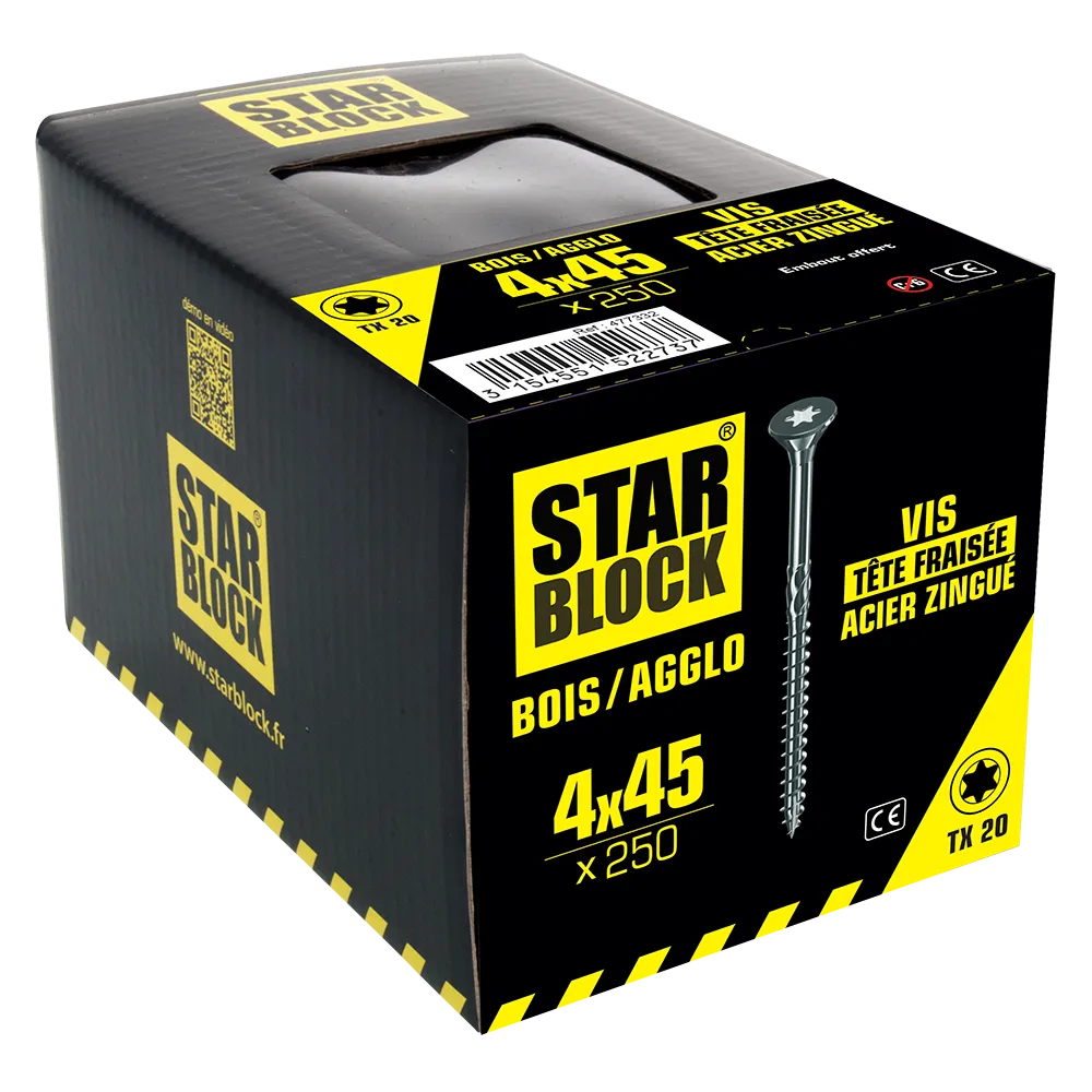 Starblock hout/spaanplaat TX 4*45mm 250st