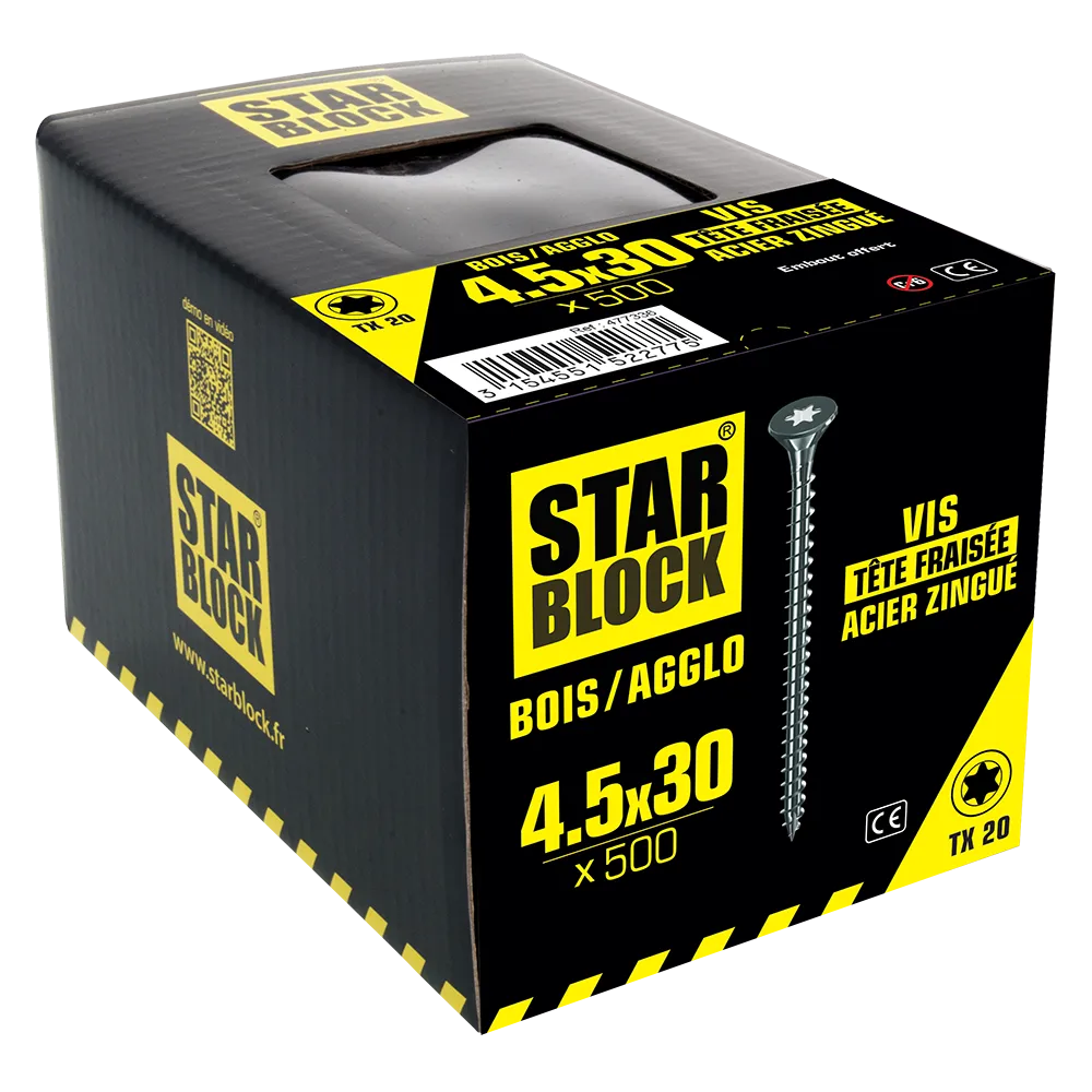 Starblock hout/spaanplaat TX 4,5*30mm 250st
