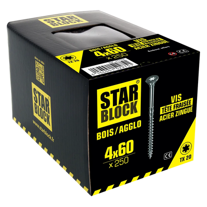 Starblock hout/spaanplaat TX 4*60mm 250st
