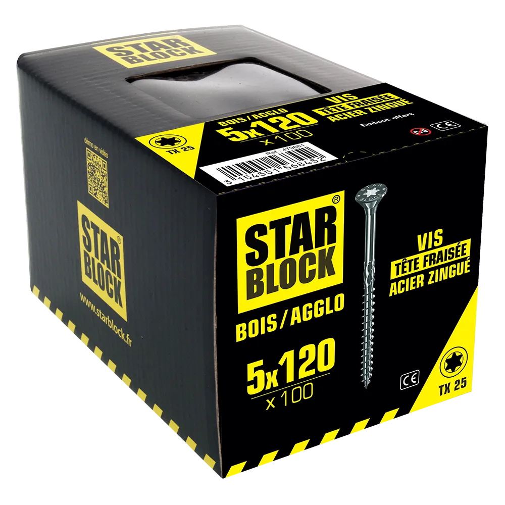 Starblock hout/spaanplaat TX 5*120mm 100st