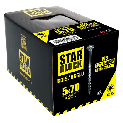 Starblock hout/spaanplaat TX 5*70mm 250st