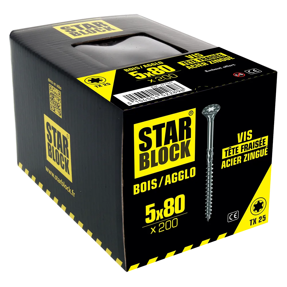 Starblock hout/spaanplaat TX 5*80mm 200st