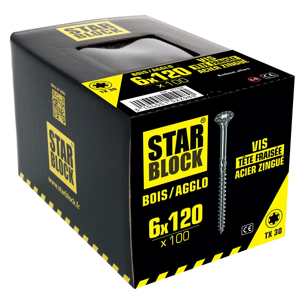 Starblock hout/spaanplaat TX 6*120mm 100st