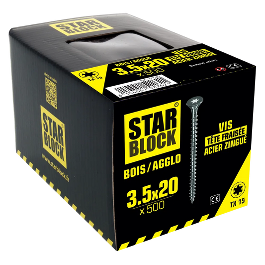 Starblock hout/spaanplaat TX 3,5*20mm 500st