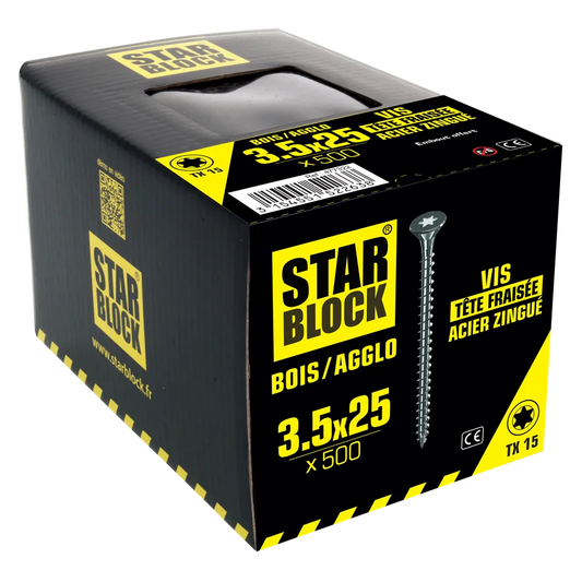 Starblock hout/spaanplaat TX 3,5*25mm 500st