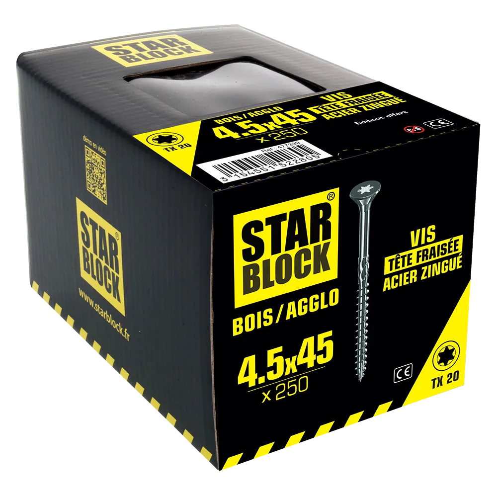 Starblock hout/spaanplaat TX 4,5*45mm 250st