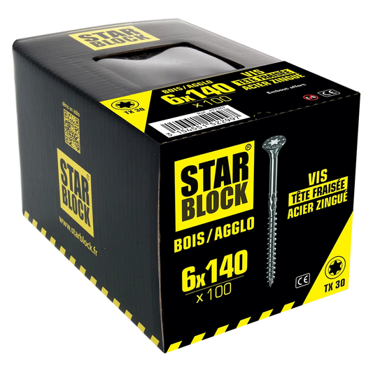 Starblock hout/spaanplaat TX 6*140mm 100st