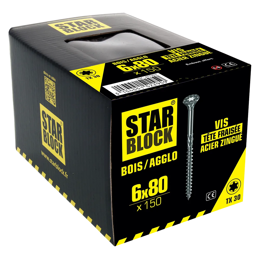 Starblock hout/spaanplaat TX 6*80mm 150st