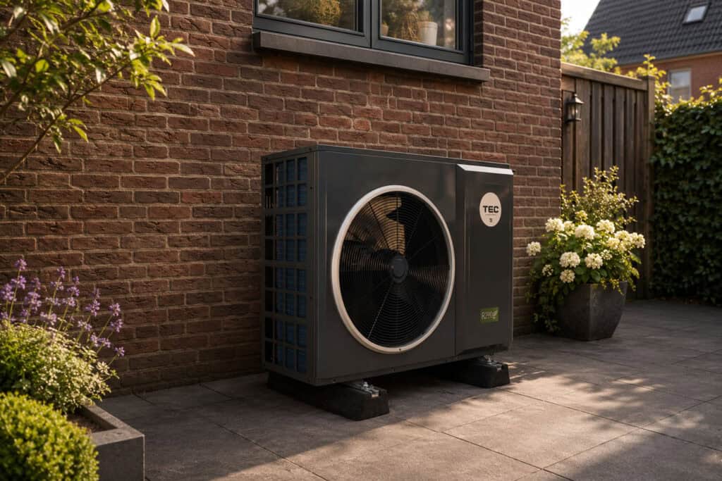 TEC HS06 all-electric warmtepomp met losse tapwaterboiler als voorbeeld van de TEC HS-serie