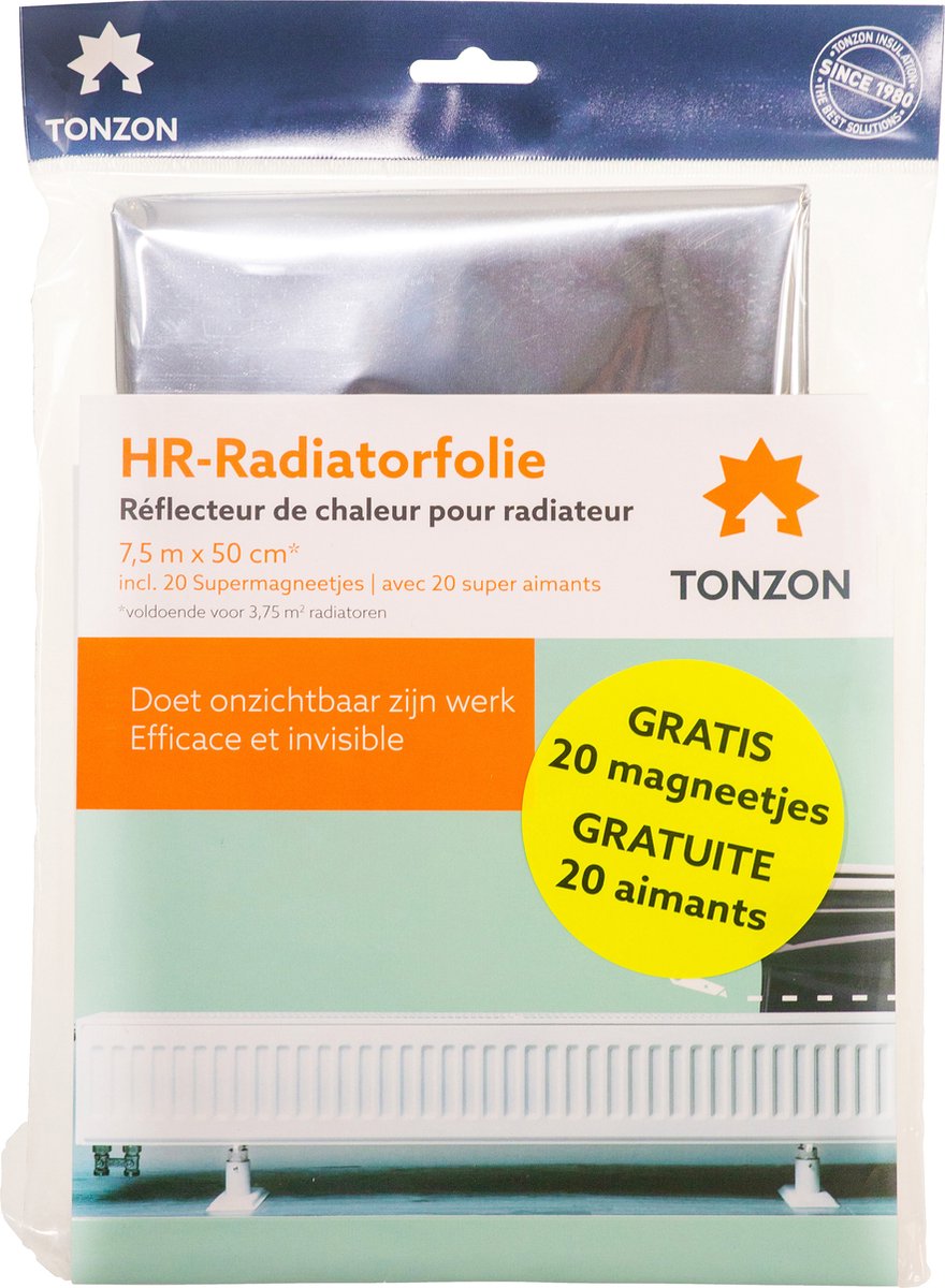 Tonzon radiatorfolie + supermagneetjes 7,5x0,5 meter (3,75 m²) – productafbeelding 4