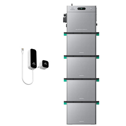 Zendure SolarFlow 2400 AC+ met vier AB3000L batterijmodules en P1-meter, totaal 13,92 kWh