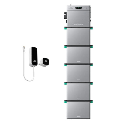Zendure SolarFlow 2400 AC+ met vijf AB3000L batterijmodules en P1-meter, totaal 16,8 kWh