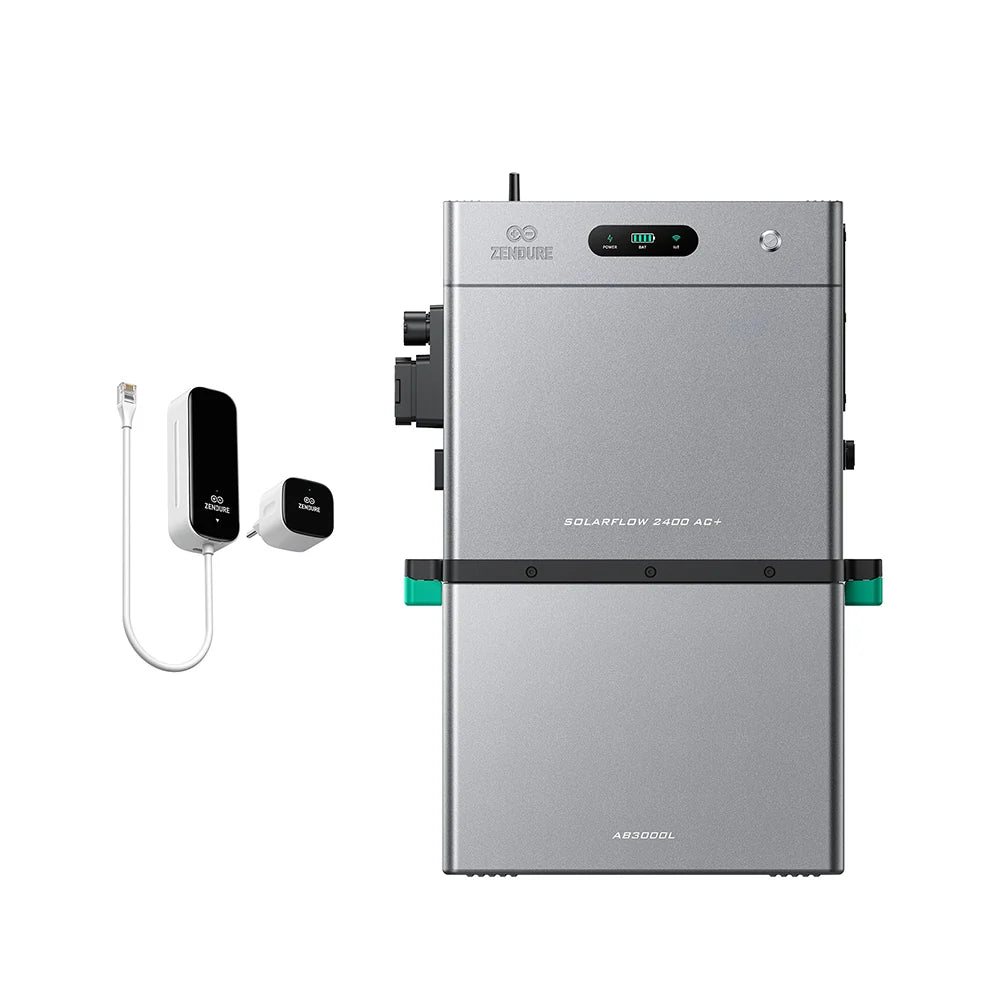 Zendure SolarFlow 2400 AC+ met één AB3000L batterijmodule en P1-meter, totaal 5,28 kWh