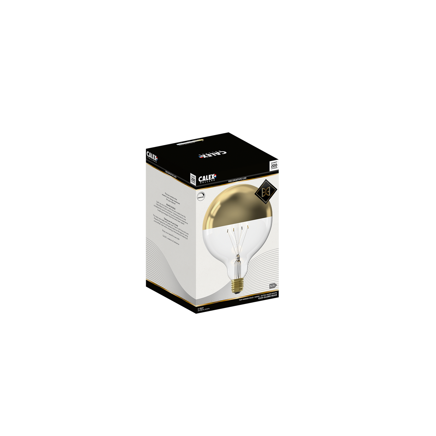 Black & Gold Calex LED Globe Goud G125