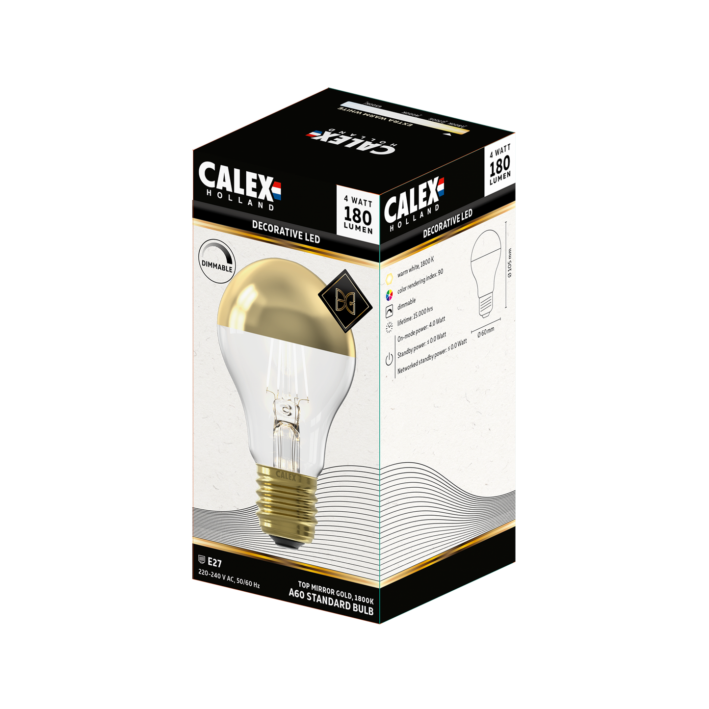 Black & Gold Calex LED Goud Standaard