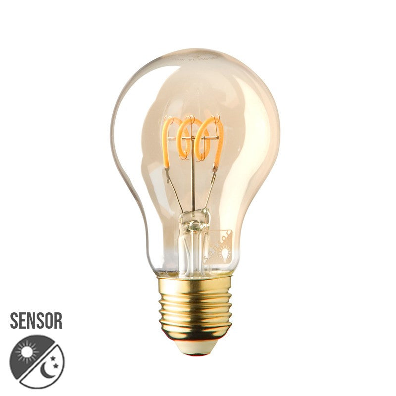 Sensor lamp | 2.3 watt | 2500K warm wit | E27 | LED lamp met dag en nacht sensor | Gold | Lybardo