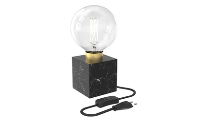 Calex Tafellamp Marmer Vierkant - E27 - Zwart - Excl. lichtbron