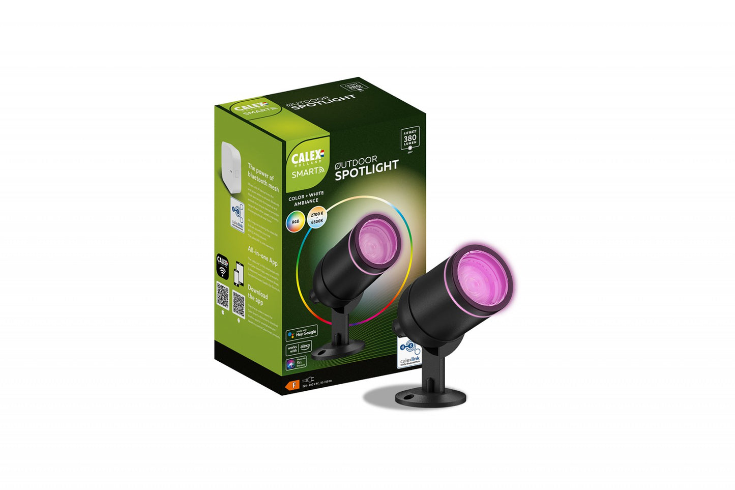 Calex Smart Outdoor Gardenspot RGB CCT 200cm kabel met plug 4W 380lm