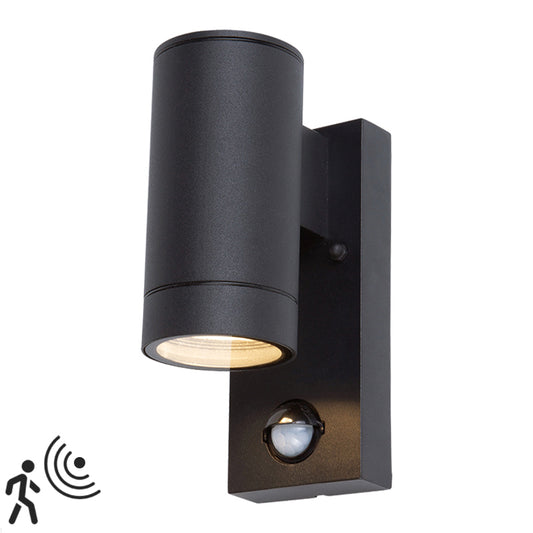 Buitenlamp met sensor Havana | Bewegingsmelder | GU10 fitting | IP44 | Ø 65 mm | Mat zwart
