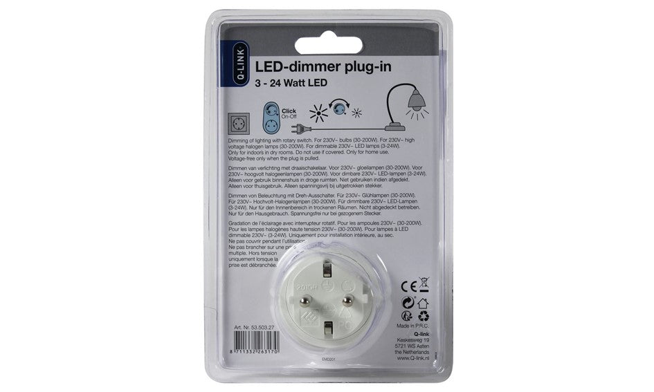 Q-Link Stekkerdimmer halogeen/LED 3-24W