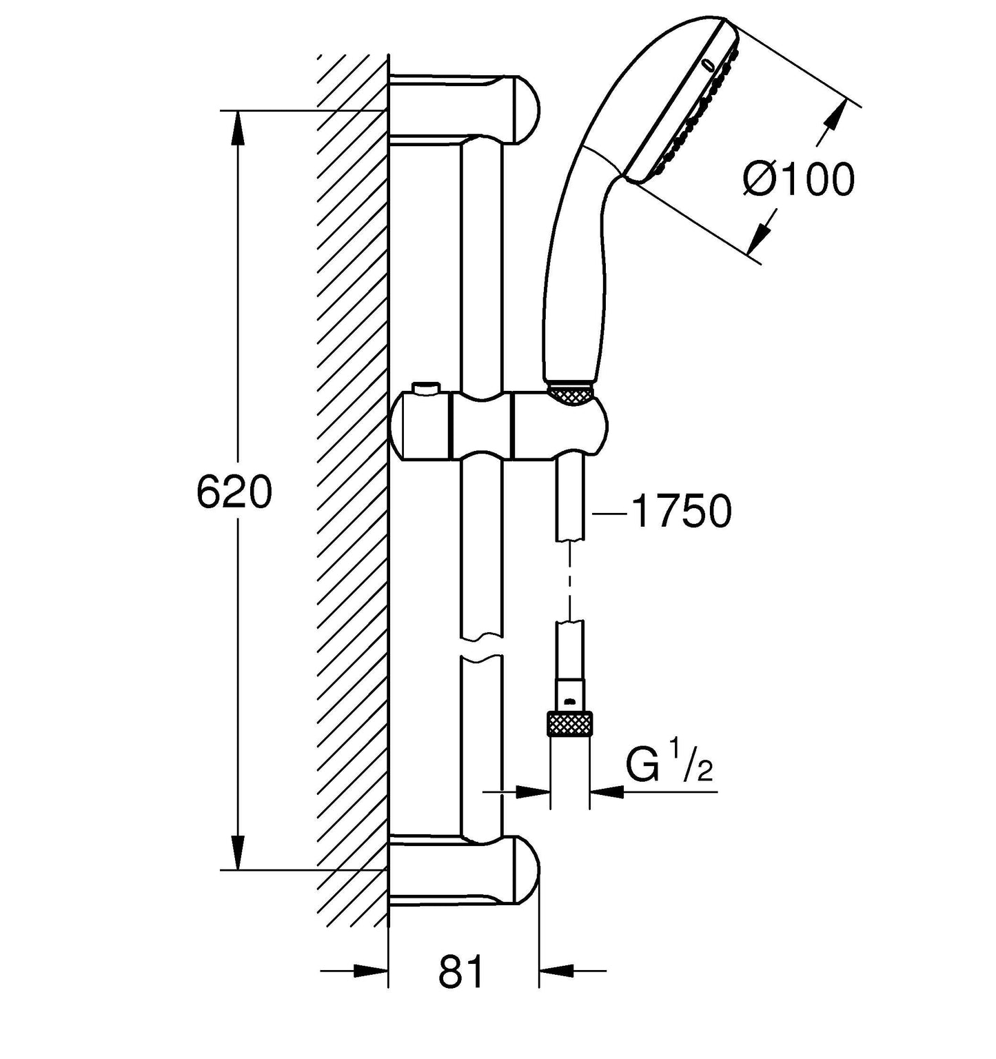 Grohe Tempesta New glijstangset II 5.7 l/m 60 cm
