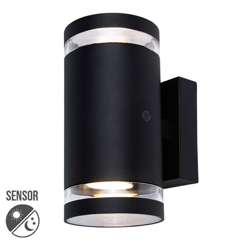 Buitenlamp met sensor Avila | Schemersensor | GU10 fitting | IP54 | Up & downlight | Ø 102 mm | Mat zwart