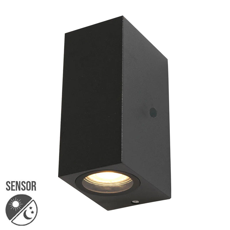 Buitenlamp met sensor Vallon | Schemersensor | GU10 fitting | IP54 | Up & downlight | Mat zwart