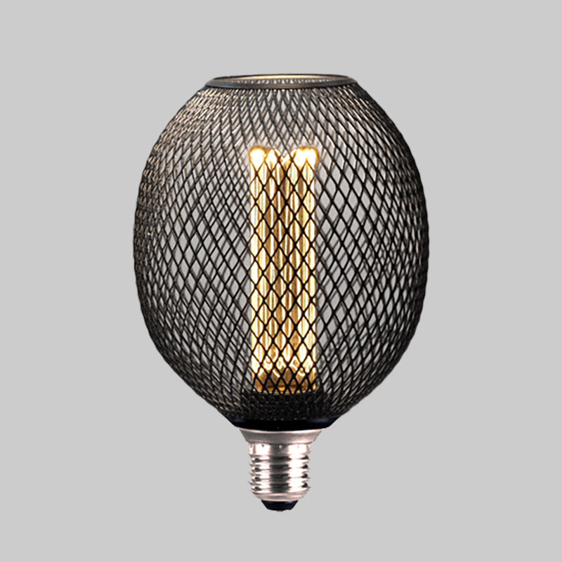 LED lamp E27 | Zwart metaal | 3.5 watt dimbaar | 1800K extra warm wit | Globe 110 mm | Draadlamp ovaal | LED kooldraad | Lybardo