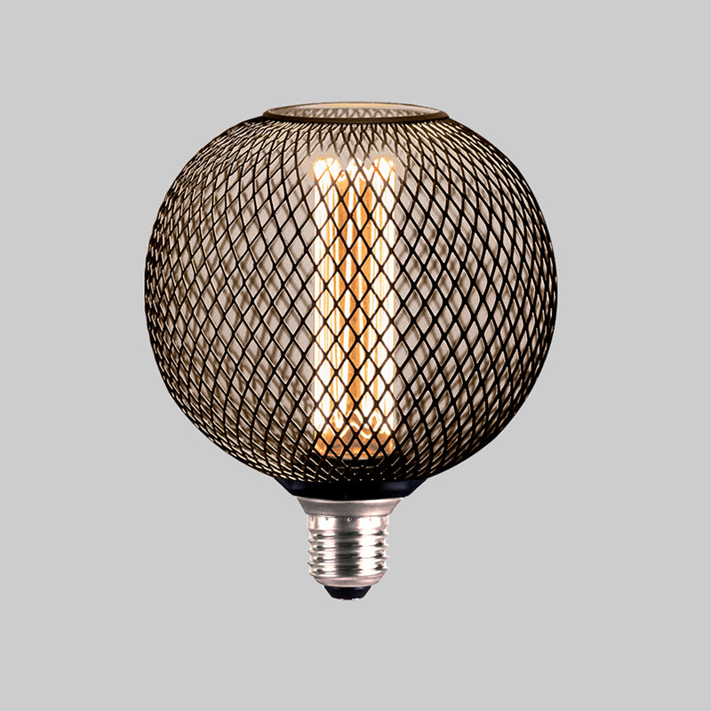 LED lamp E27 | Zwart metaal | 3.5 watt dimbaar | 1800K extra warm wit | Globe 125 mm | Draadlamp | LED kooldraad | Lybardo