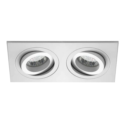 Dubbele inbouwspot Vienna | Kantelbaar | Vierkant |  Wit dubbel spotje voor LED