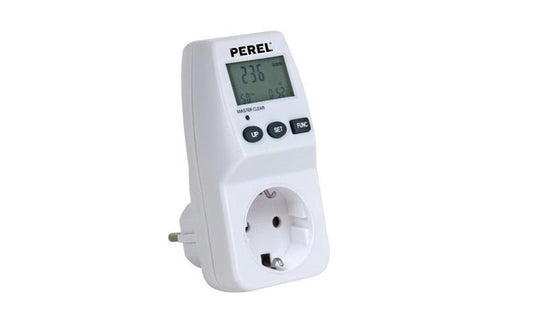Energiemeter van Perel, lcd-scherm, 230 V, 16 A, 3600 W,  wit