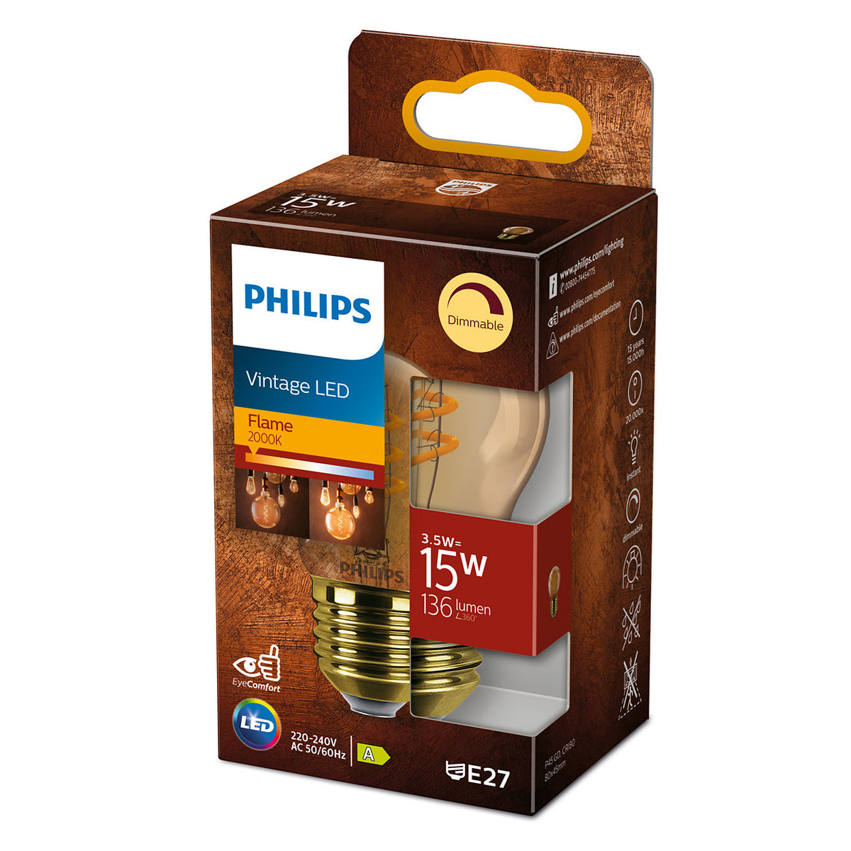 Philips LED dimtone vintage kogel E27 - Goud serie – productafbeelding 2
