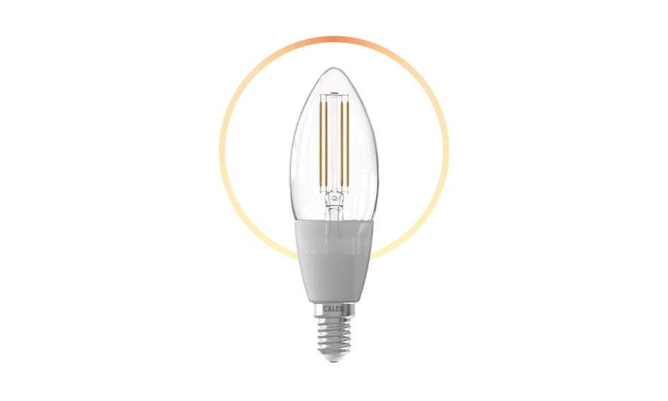 Calex Slimme Lamp - Wifi LED Filament Verlichting - E14 - Smart Lichtbron Helder - Dimbaar - Warm Wit licht - 4,9W