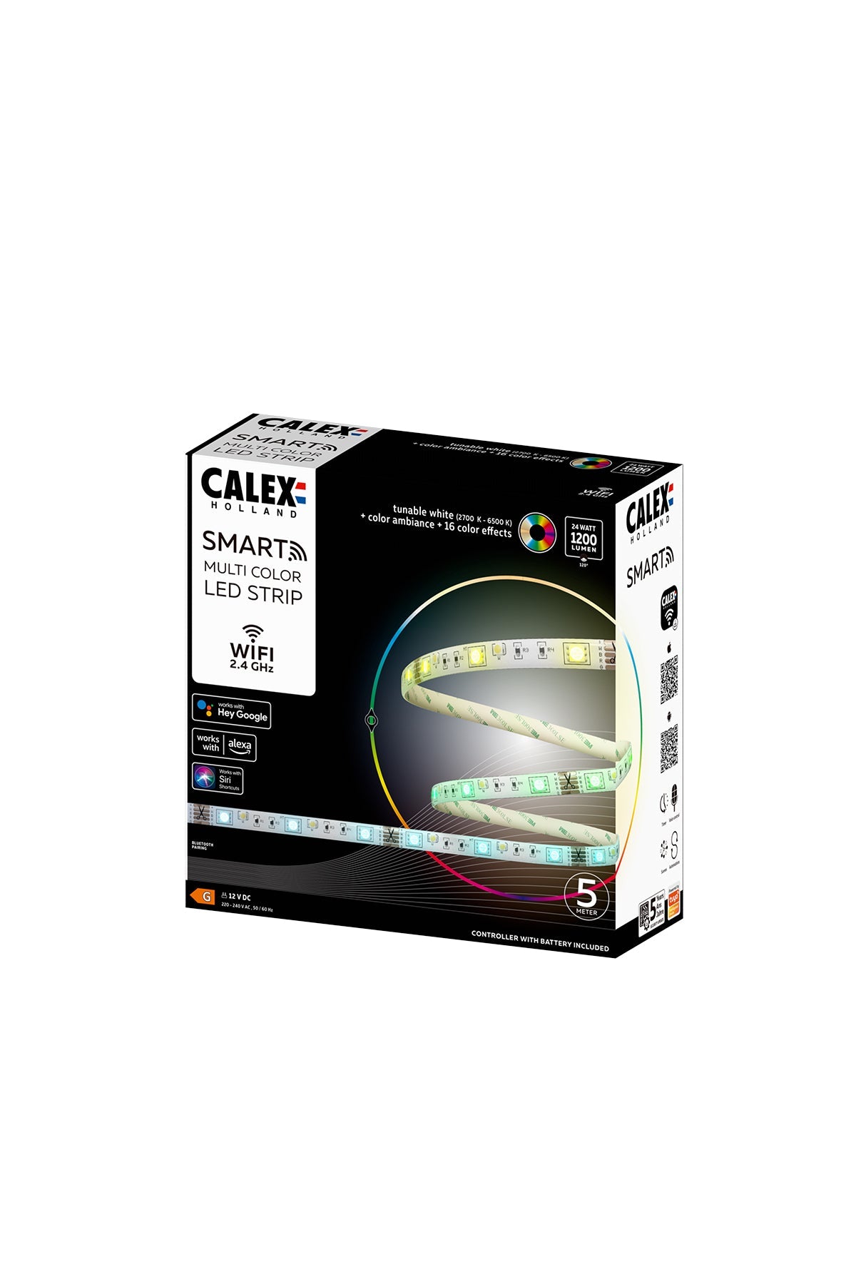 Calex Slimme LED Strip 2 meter - Led-strip Voor Binnen - Met App - RGB - Smart Lichtstrip met afstandsbediening – productafbeelding 3