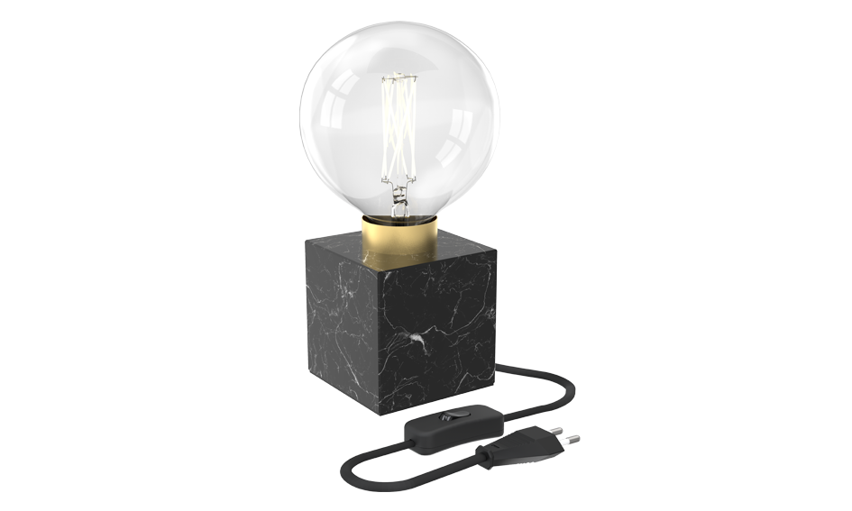 Calex Tafellamp Marmer Vierkant - E27 - Zwart - Excl. lichtbron